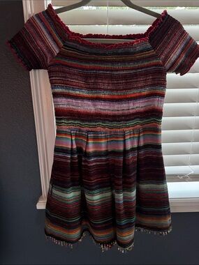 Multicolor Striped Off-Shoulder Summer Dress